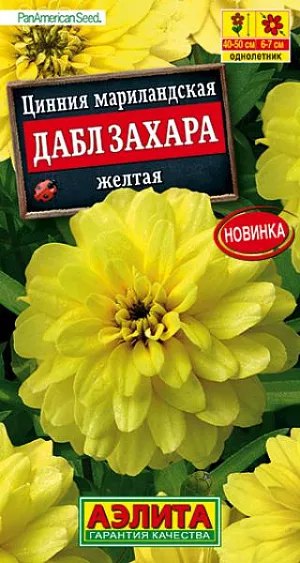 Цинния Дабл Захара желтая